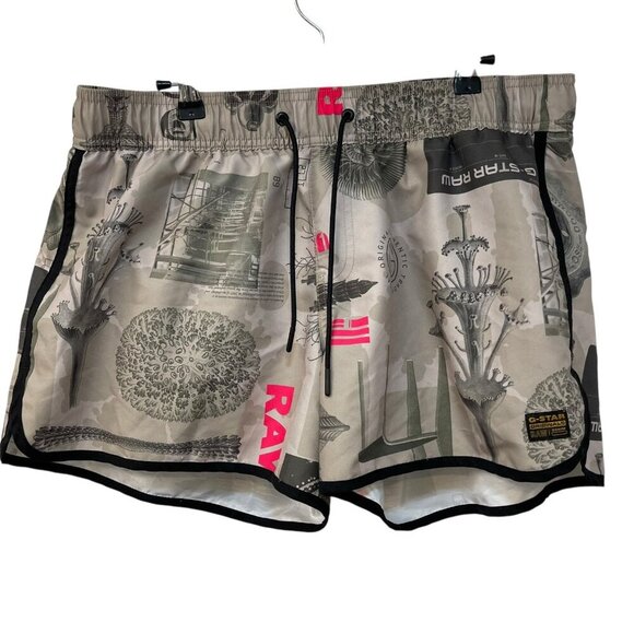 G-Star Raw Carnic All Over Print Swimming Shorts Men’s Size Large Elastic Waist - Picture 2 of 10